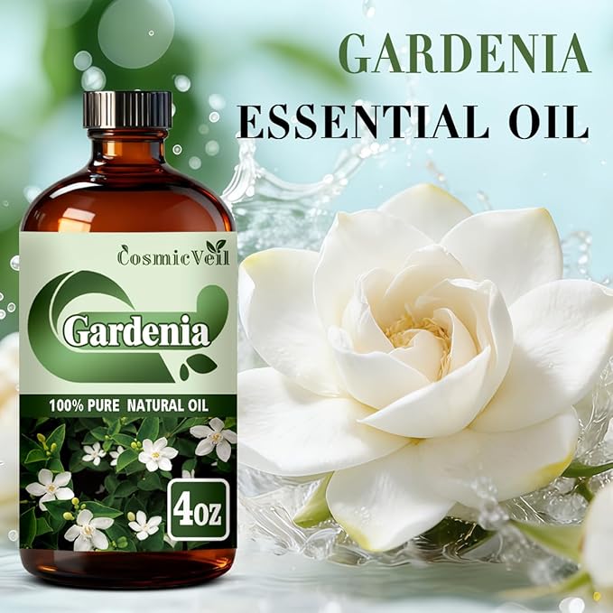 Gardenia Essential Oil Fragrance Oil for Aroma Diffuser,Humidifier,Home Fragrance,Cleaning,Body Care,Massage,Yoga,DIY Candle,DIY Soap CosmicVeil（Gardenia，4 Fl Oz (Pack of 1)） Cosmicveilessentialoil