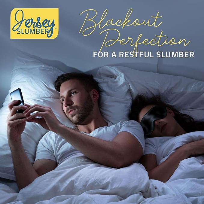 100% Silk Sleep Mask for A Full Night's Sleep | Comfortable & Super Soft Eye Mask with Adjustable Strap | Works with Every Nap Position | Best Sleeping Aid/Blindfold/Gift, Blocks Light Jersey Slumber - Bloomnest