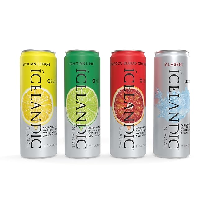 Icelandic Glacial Sparkling Water, Tarocco Blood Orange, 330 ml / 11.1 Fl Oz Cans (Pack of 10) - Bloomnest