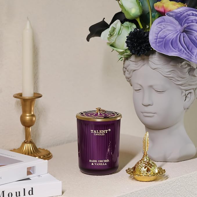 Jar Candles for Home Scented, Aromatherapy Candles Gifts for Women & Men, Natural Soy Candle, 8.4oz Traditional Style, Dark Orchid & Vanilla - Bloomnest
