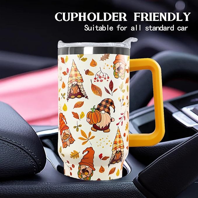 Ceovfoi 40 oz Fall Gnome Tumbler Insulated Stainless Tumbler, Fall Travel Coffee Cup Water Botter, Autumn Fall Gift for Thanksgiving Christmas - Bloomnest