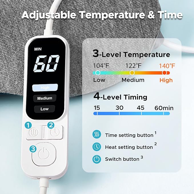 Ezona Heated Eye Mask, Warm Eye Compress Mask for Dry Eyes, USB Electric Eye Heating Pad with Temperature & Timer Control, Dry Eye Mask for Blepharitis, Sinus Migraine (Gray) - Bloomnest