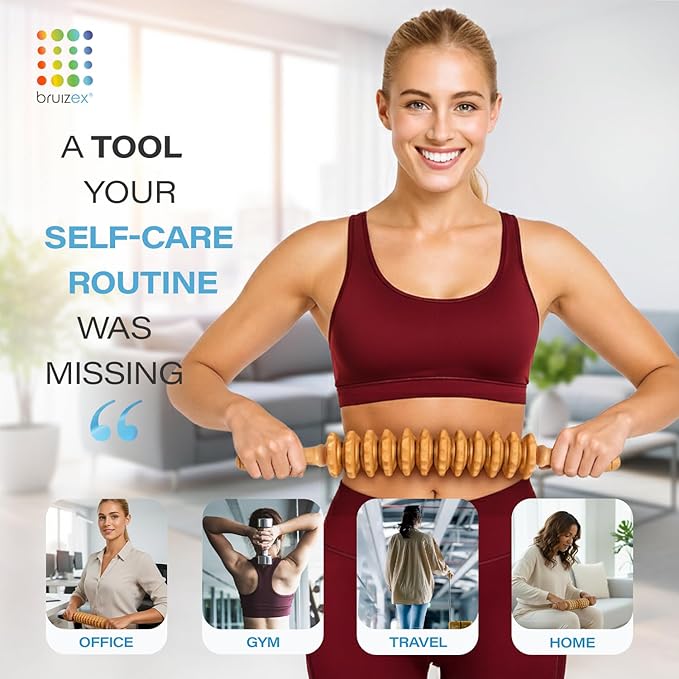 Wood Therapy Massage Tool | Lymphatic Drainage Massage Roller Stick | Leg, Back & Thigh Muscle Roller for Post Liposuction & Fibrosis Treatment | Surgery Recovery 360 Lipo| Tummy Tuck & BBL, Lipo Foam