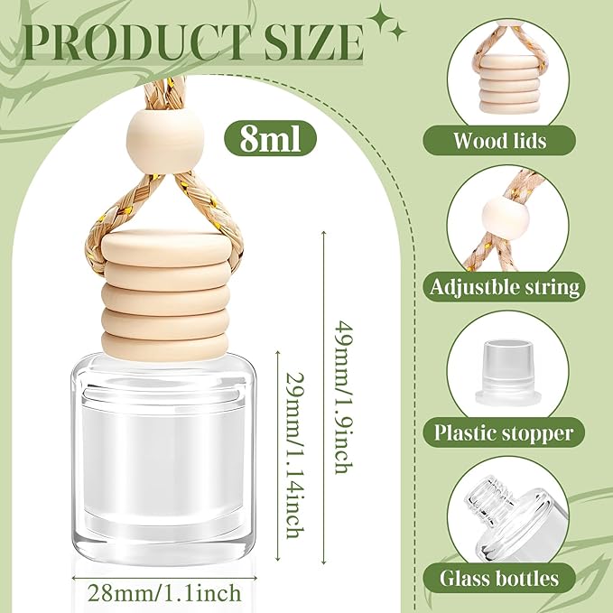 AROIC 6 Pack Car Air Freshener Hanging, New Car Scent Natural Plant Essential Oil Fragrance Diffuser, Unisex Air Freshener Aromatherapy Effectively Eliminates Odors Long-Lasting Fresh Scent (8ml Each) - Bloomnest