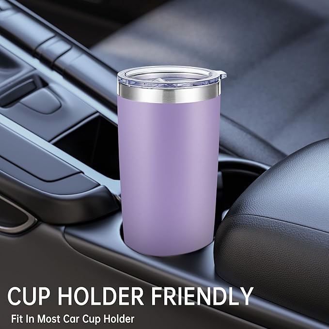 20 oz Tumblers Bulk Stainless Steel Tumbler with Lid Double Wall Vacuum Insulated Coffee Mug 20oz Powder Coated Cup for Hot and Cold Drinks, Purple, 6 pack - Bloomnest