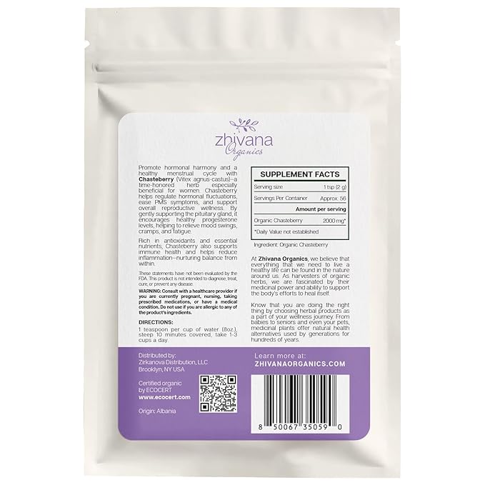Organic Chasteberry Tea (4 oz.) – Whole Dried Berries for Infusion, Tinctures & Herbal Crafts – Edible Grade - Vitex agnus-castus - Bloomnest