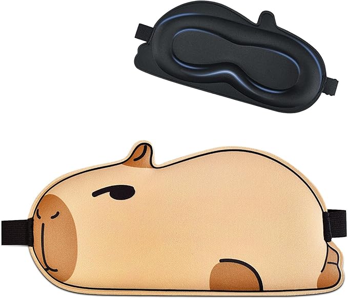 Cute Capybara Sleeping Mask Eye Mask Funny Animal 3D Contoured Sleep Mask Soft Breathable Blindfold Travel Eye Cover Eyeshade for Kids Adults Girls Boys Women Men (Capybara, Brown) - Bloomnest
