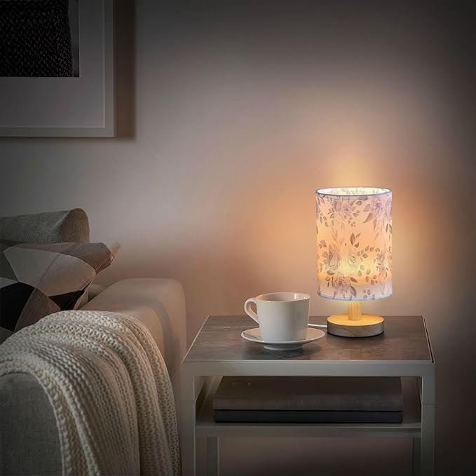 Yuiboo Romantic Flower Purple Small Table Lamp for Kids Nursery adornos para cuartos de - Bloomnest