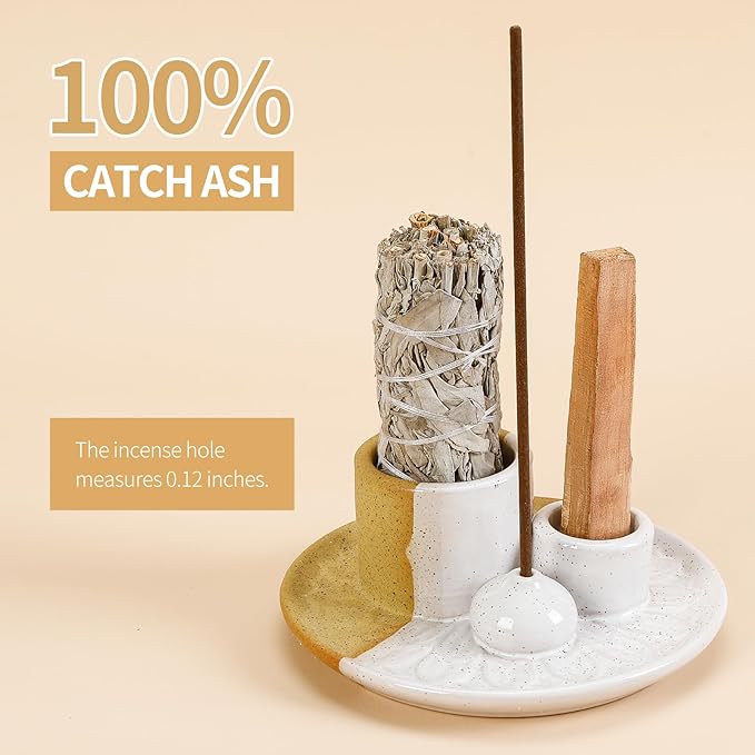Palo Santo Sticks Holder, Multi-Purpose Handmade Ceramic Incense Burner for Palo Santo Incense Sticks, Sage Holder for Burning, Ash Catcher Tray for Meditation Yoga Room (Terracotta) ToolSentryX