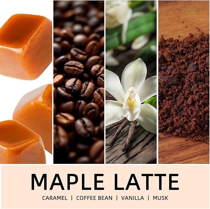 Fall Scented Candles Maple Latte 7oz – Sweet Maple Syrup & Creamy Coffee Soy Wax Candle for Cozy Autumn Home Décor, Perfect Fall Gift for Coffee Lovers, 50 Hour Long Burn - Bloomnest