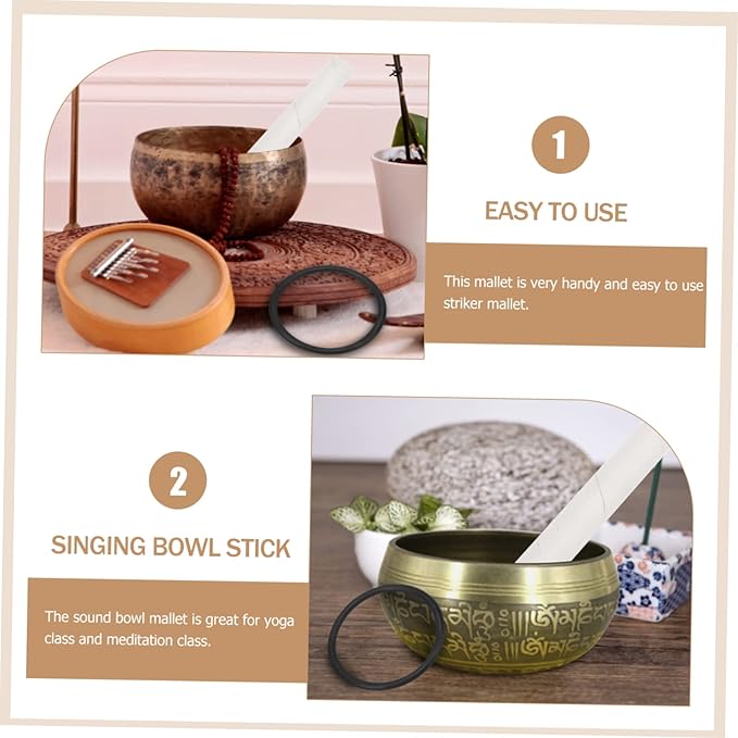 1Set Singing Bowl Mallet Lightweight Durable Striker for Sound Therapy Meditation Portable Music Bowl Accessory for Deep Relaxation - Bloomnest