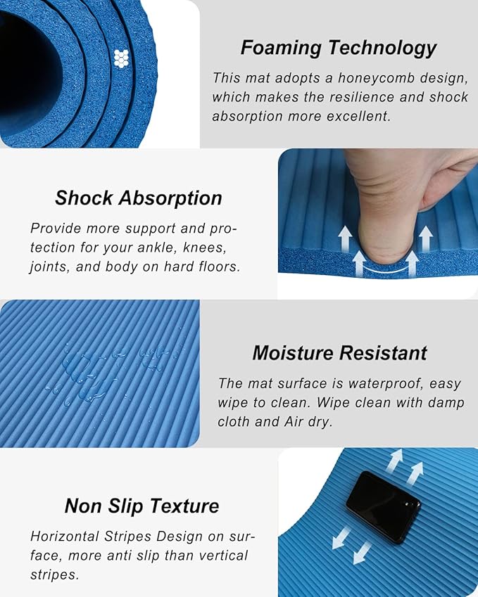 Large Yoga Mat 78"x 51" 20mm/15mm/10mm Thick Workout Mats for Home Gym, Extra Wide Workout for Women Men Gym Flooring Exercises - Bloomnest