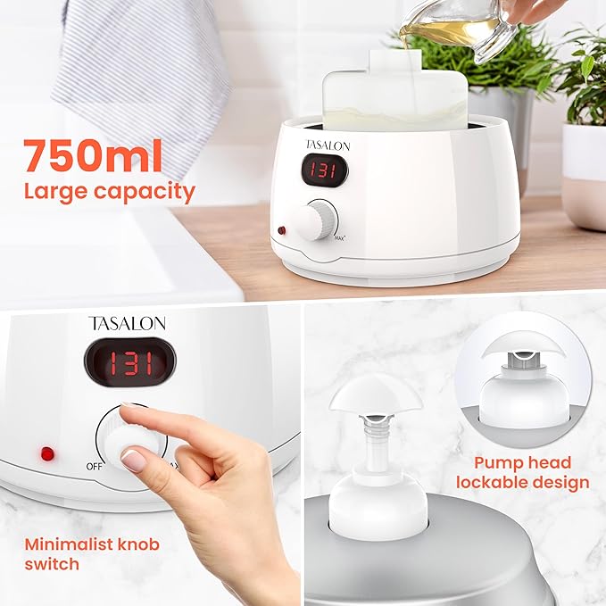 TASALON Professional Massage Oil Warmer with 2 Lockble Pump, 750ml Digital Massage Oil Heater, Electric Lotion Warmer Dispenser, Automatic Heated Lotion Dispenser for SPA, Salon, Barber, Home Use - Bloomnest