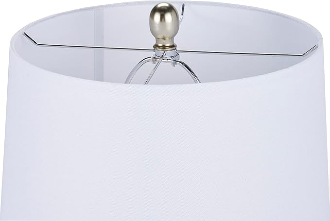 Nourison Home 23" Coastal Blue Ceramic Pot Table Lamp for Bedroom, Living Room, Dining Entryway, with White Shade - Bloomnest