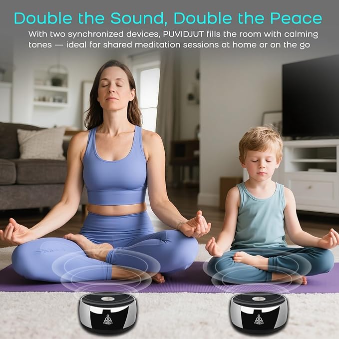 Sound Frequency Instruments, Meditation Tone TWS Machine- Solfeggio Bath Device for Yoga, Mindfulness, Singing Therapy System of Chakra Relaxation and Stress 5 Tones, 3 Timer Modes PUVIDJUTMEDITATIONMACHINE