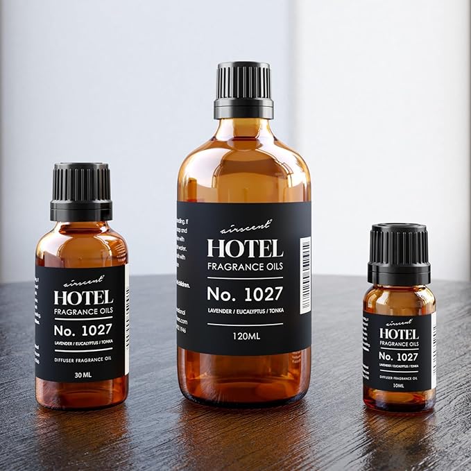 AirScent Hotel Diffuser Oil No. 1027 Inspired by The Zen Hotel Scent - Premium Fragrance Oil for Ultrasonic and Waterless Diffusers and Crafting - 10 mL, 0.34 fl oz Glass Bottle with Dropper - Bloomnest