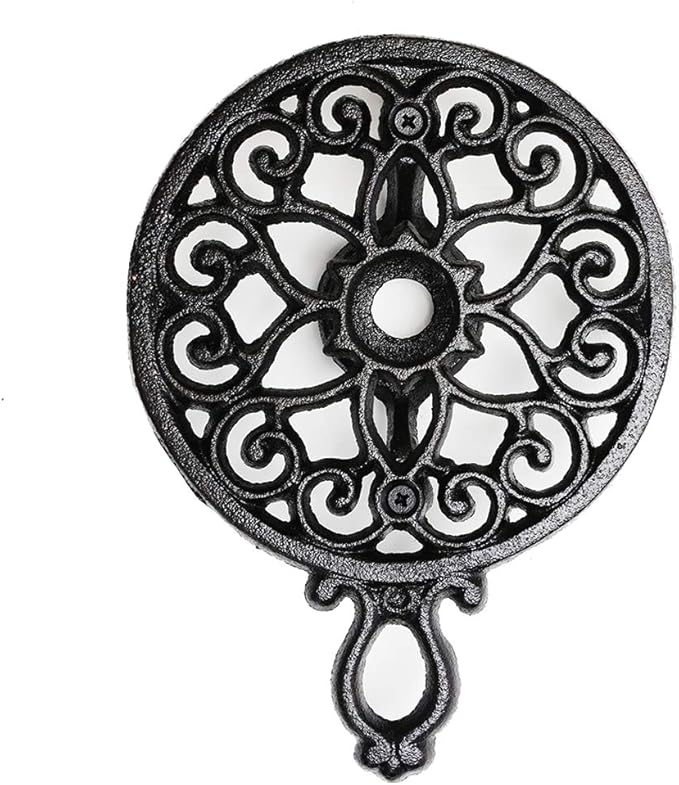 Sungmor Cast Iron Teapot Warmer Dish Cups Heater Pot Trivet - Rustic & Graceful Pattern Design with Tealight Holder - Heavy Duty & Decorative Candle Holder Stands for Heat Food Coffee Milk or Tea - Bloomnest