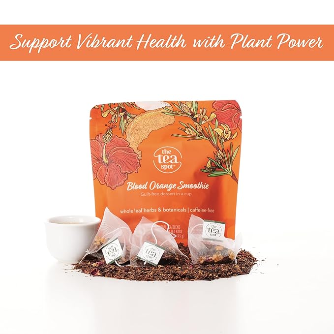 The Tea Spot Blood Orange Smoothie Herbal Tea | Blend of Rooibos Tea, Orange Peel, Hibiscus, Rosehips, Rose Petals, Safflowers, and Vanilla Flavors | Caffeine-Free 15 Tea Bags - Bloomnest