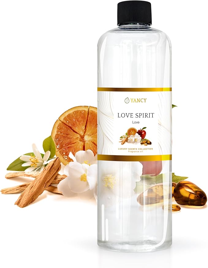YANCY Love Spirit Luxury Collection Fragrance Oil (16 oz), Romantic and Airy Floral Scent, Ideal for Diffusers, Oil Burners & Aroma Lamps, Lighthearted Aroma for Loving Spaces YancySpa