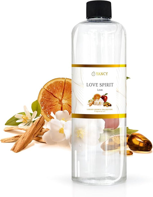 YANCY Love Spirit Luxury Collection Fragrance Oil (16 oz), Romantic and Airy Floral Scent, Ideal for Diffusers, Oil Burners & Aroma Lamps, Lighthearted Aroma for Loving Spaces YancySpa