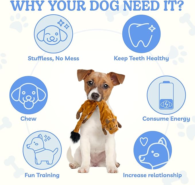 SHARLOVY Dog Squeaky Toys Pack, Bubble Plush Puppy Teething Pet Toys, Crinkle No Stuffing Animals Dog Toy, Doggies Chew for Large Small Medium Breeds - Bloomnest