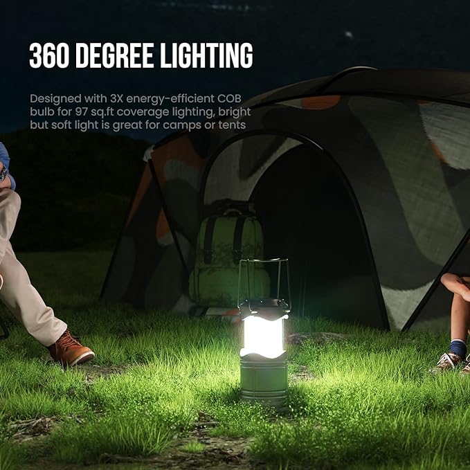 Lichamp LED Camping Lantern, 4 Pack Battery Powered Flashlight for Power Outages, Portable Collapsible Hanging Light Essential for Home, Outdoor, Emergency Lamp Survival Kit Gear for Hurricane, Gray - Bloomnest