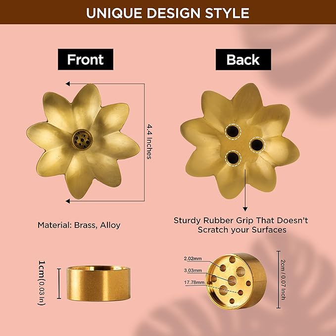 Raajsee Incense Holder, Set of 3 Flower Incense Burner, Brass Incense Stick Holder, Modern Stick Incense Holder, Gold Silver Copper