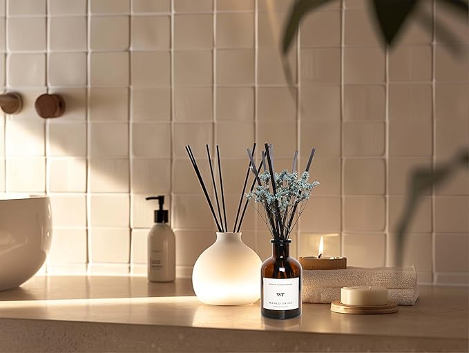 WEALD TRIBE Reed Diffuser Set for Bathroom Decor, Sticks Diffuser with Essential Oils Included | Ocean Scent 4.0 fl oz Fragrance Oil | Defusers for Home Living Room Shelf Decor Apartment Essentials - Bloomnest
