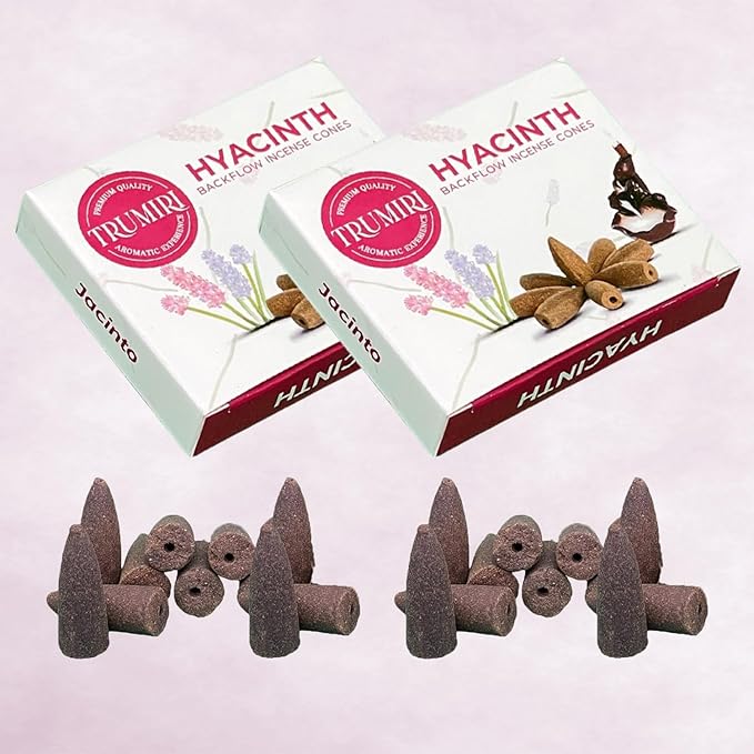 TRUMIRI Hyacinth Backflow Incense Cones - Total 20 Incense Cones Waterfall - Dual Pack of 10 Incense Backflow Cones - Waterfall Incense Cones - Incense Waterfall Cones TRUMIRI