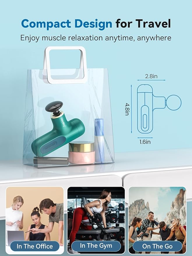Super Mini Massage Gun, Percussion Deep Tissues Muscle Massager, Compact Sports Travel Massage Gun, Portable Handheld Massager for Office Gifts for Her, Home, Athletes - Bloomnest