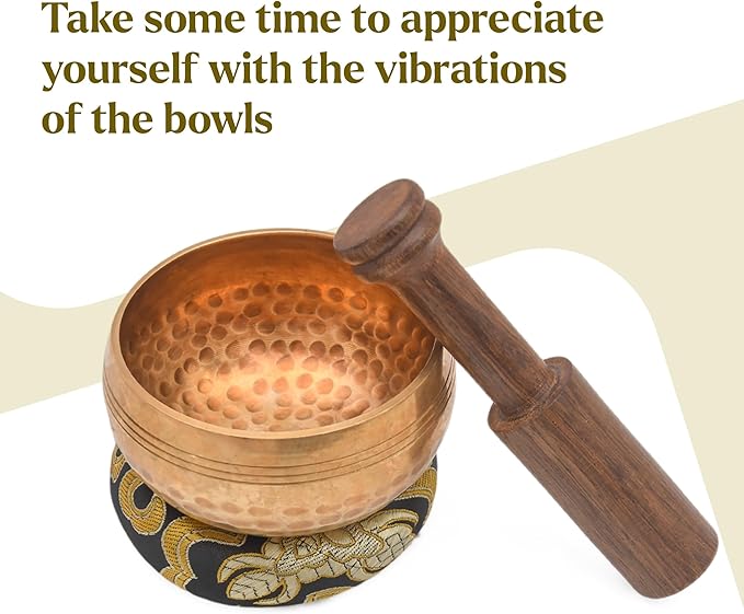 Tibetan Singing Bowl Set-Authentic Cuencos Tibetanos for Sound Healing, Meditation & Chakra Balancing - Includes Cushion, Mallet-Unique Spiritual Gifts for Women and Men (3.5 Inch Bowl) LNYSI