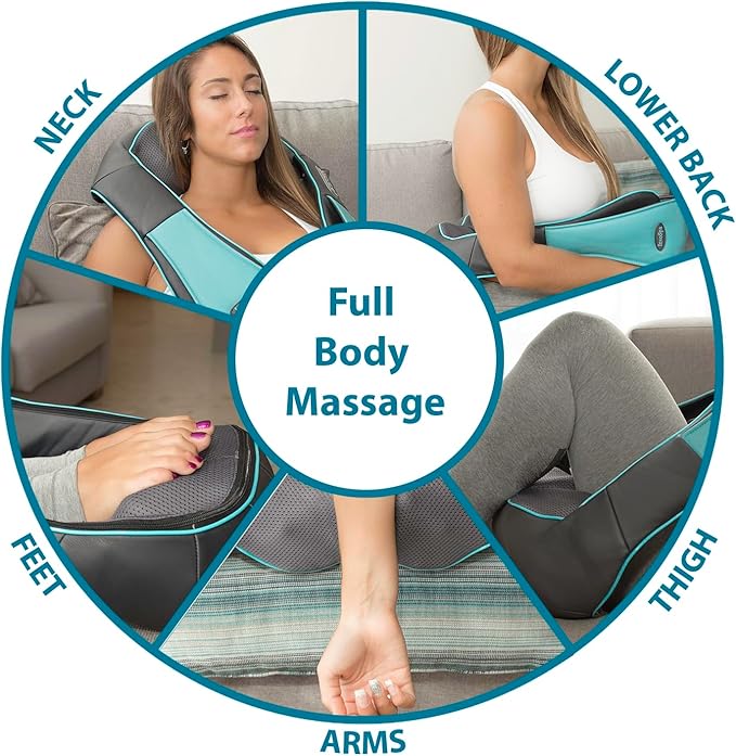 InvoSpa Shiatsu Neck and Back Massager with Heat - Deep Kneading Pillow for Massage - Electric Full Body Massager