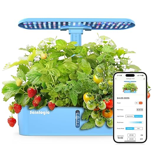 Sainlogic Hydroponics Growing System Kit, 12 Pods Watering Planter, Smart Indoor Garden with APP & WiFi Connected, 5 X Growth with 24W LED, Quiet Pump, for Vegetables, Herbs and Flowers - Bloomnest