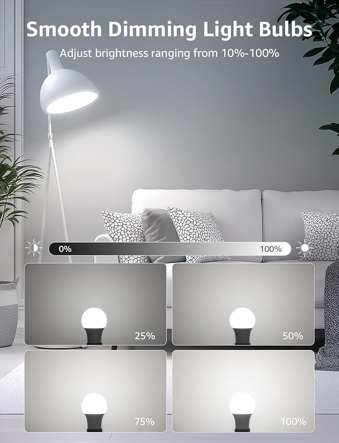 Lepro Dimmable LED Light Bulbs 100 Watt Equivalent, 14W 1500LM Daylight White 5000K, A19 E26 Standard Medium Base, UL FCC Listed, 15000 Hour Lifetime, 6 Pcs - Bloomnest