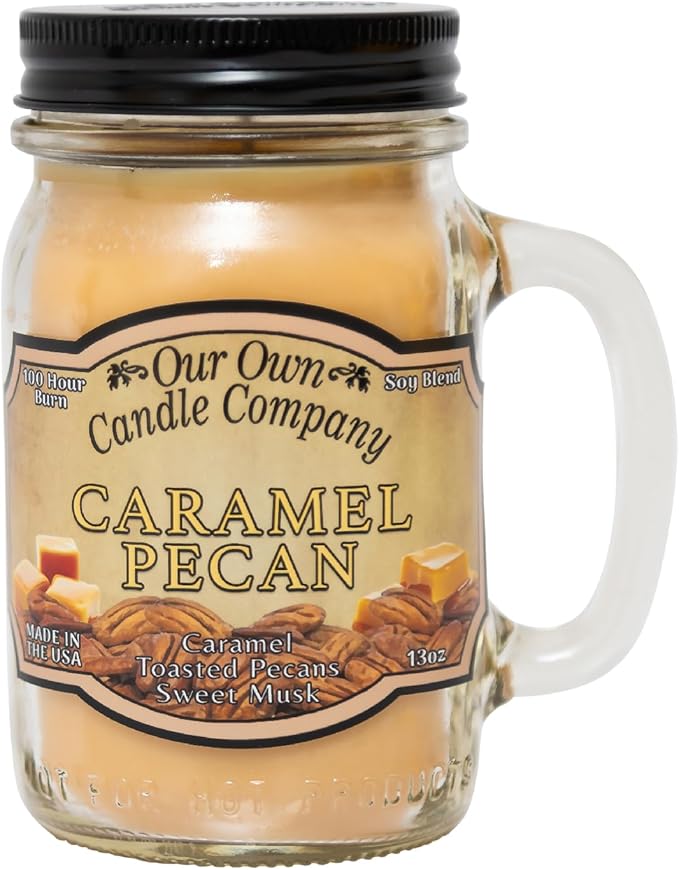 Our Own Candle Company Caramel Pecan Scented Mason Jar Candle, 100 Hour Burn Time - 13 Ounces - Bloomnest