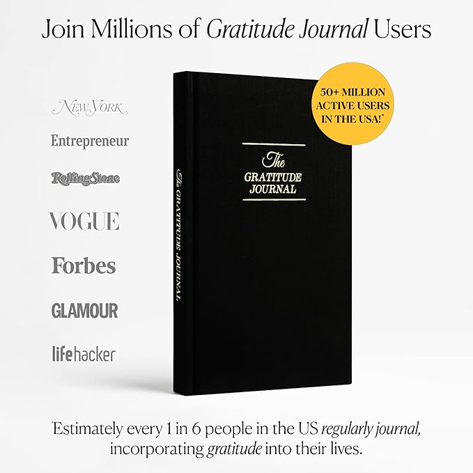 The Original Gratitude Journal 2026 for Men to Boost Confidence & Self Esteem - Daily Mindful Affirmations for Boys with Powerful Quotes and Insightful Prompts for Happiness - Premium Hardcover Black - Bloomnest