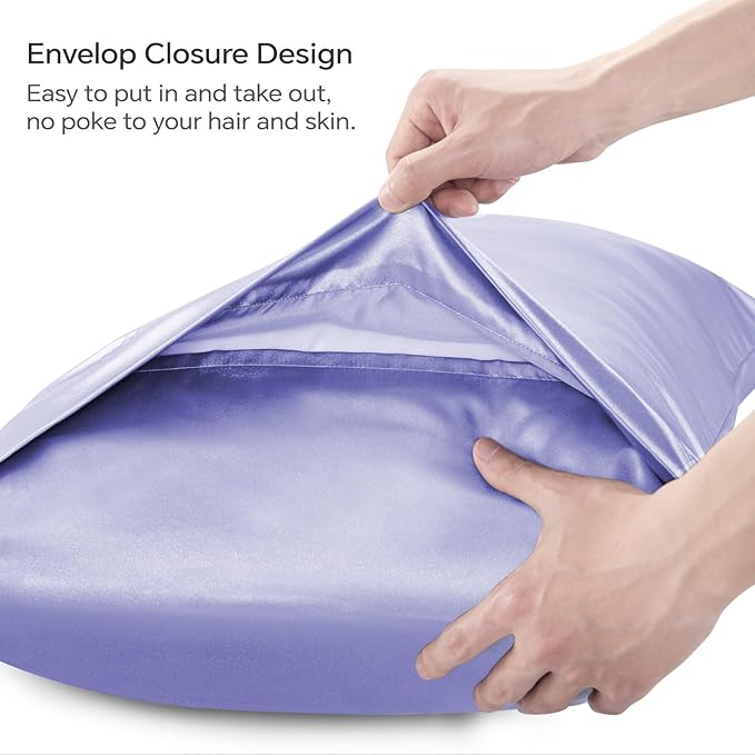 BEDELITE Satin Body Pillow Cover 2 Pack, Super Soft and Cooling Body Pillow Pillowcase for Hair and Skin, Breathable Silky Full Long Pillowcase Cover(20"x54", Lilac) - Bloomnest