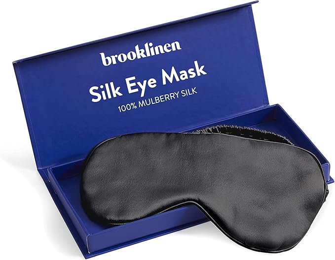 Brooklinen Silk Eye Mask for Sleeping – Carbon Grey, 100% Mulberry Silk Sleep Mask with Soft Elastic Strap, Machine Washable, Breathable & Cool-to-The-Touch – Ideal for Sleeping & Traveling - Bloomnest
