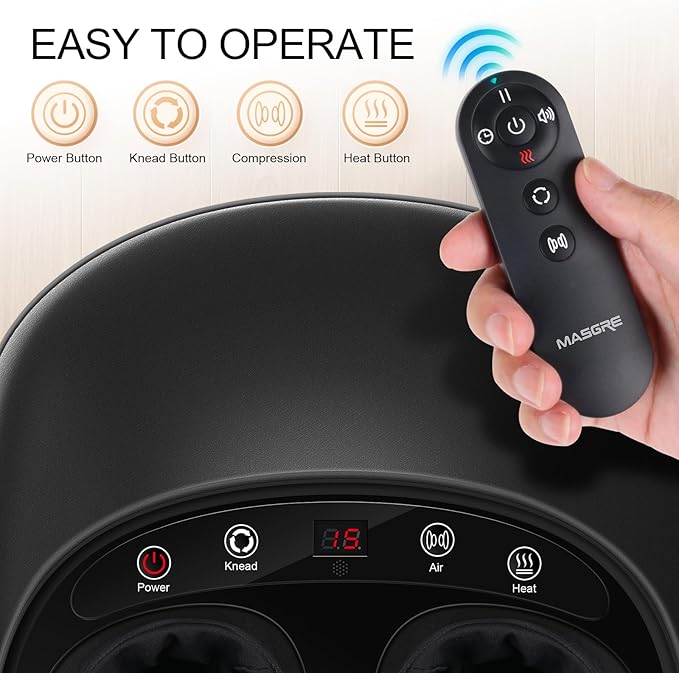 Foot Massager with Heat, Deep Kneading Therapy Compression, Shiatsu Feet Massager Machine for Plantar Fasciitis, Neuropathy Pain, Birthday Gifts for Women Mom Men Dad - Bloomnest