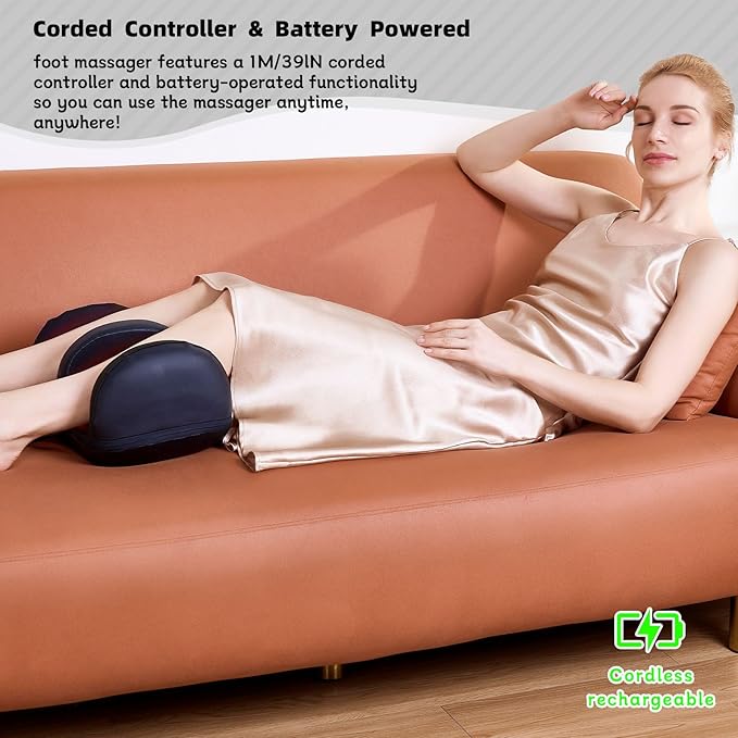 Cordless Rechargeable Foot Massager, 2025 Upgraded Foot Massager with Heat for Cord Remote Control, Portable for Home/Office Use, Gifts for Dad, Mom - Bloomnest