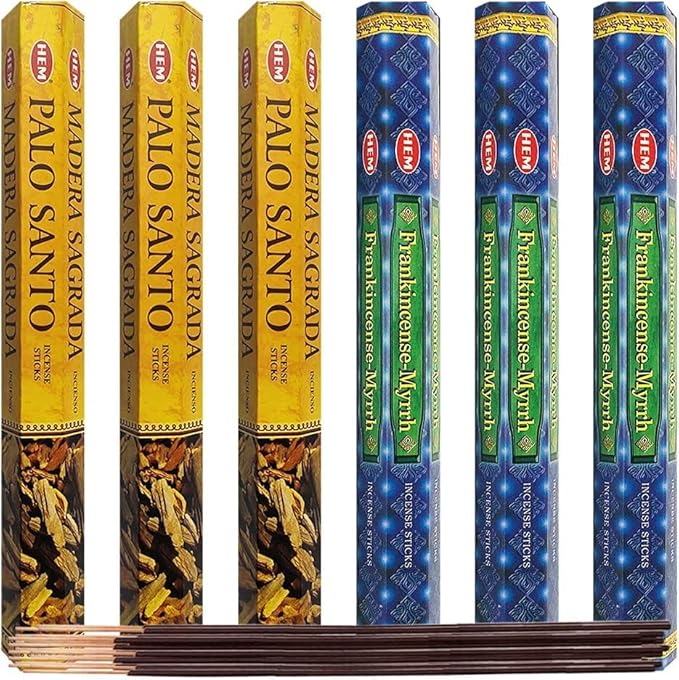 Palo Santo Frankincense & Myrrh Incense Sticks & Holder Bundle Variety Pack from Hem Trumiri Insense Insence