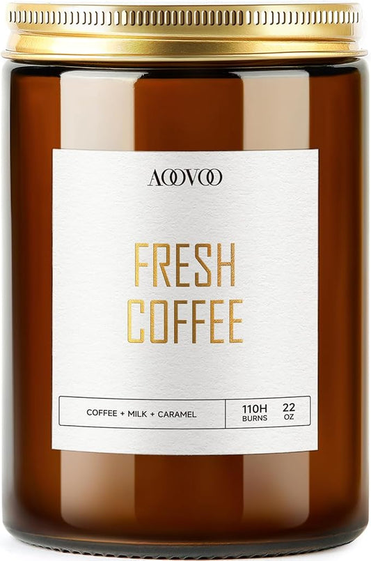 AOOVOO Fresh Coffee Candle - Large Scented Soy Wax Aromatherapy Candle, 22oz - Bloomnest