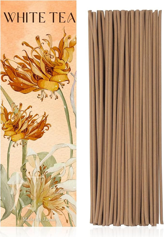 Luxury Japanese Incense Sticks 60sticks White Tea Jasmine Musk Grapefruit Coreless Low Smoke Natural Charcoal Free Non Toxic Aromatherapy Meditation Calming Stress Relief Relaxation Yoga TOMORI