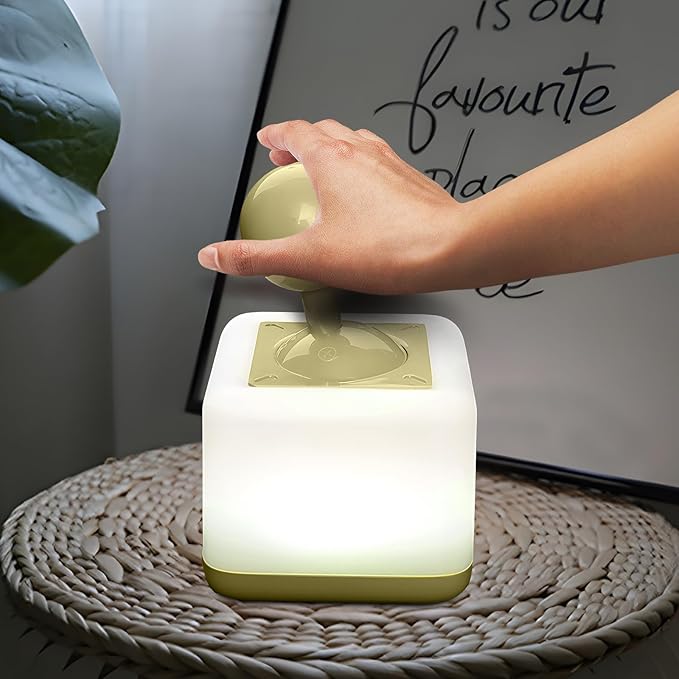 Night Light Lamp Rocker Night Light, 2-Speed Timer Bedside Night Lamp Rechargeable USB Lamp Side Table Light Night Rising Lamp LED Companion Light (Rocker Green) - Bloomnest