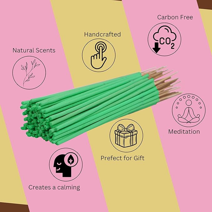 Bless-Lemon-Grass 100%-Natural-Handmade-Hand-Dipped-Incense-Sticks Organic-Chemicals-Charcoal-Free Purification-Relaxation-Positivity-Yoga-Meditation Best-Woods-Scent (100 Sticks(5.25 OZ)) BlessInternational