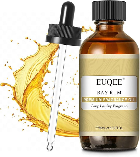 EUQEE Bay Rum Fragrance Oil with Glass Dropper, Essential Oils for Candle & Soap Making, Diffusers, DIY Bath Bombs (2.02 Fl oz/60 ml) - Bloomnest
