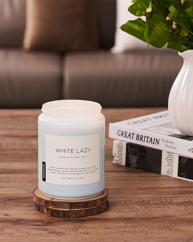 M&SENSE Spring Scented Candle, Jasmine Clean Cotton Soy Wax Large 19.4oz 110 Hour Long Lasting Burning Non Toxic Organic Natural 2 Wick Relaxing Jar Candle for Women - Bloomnest
