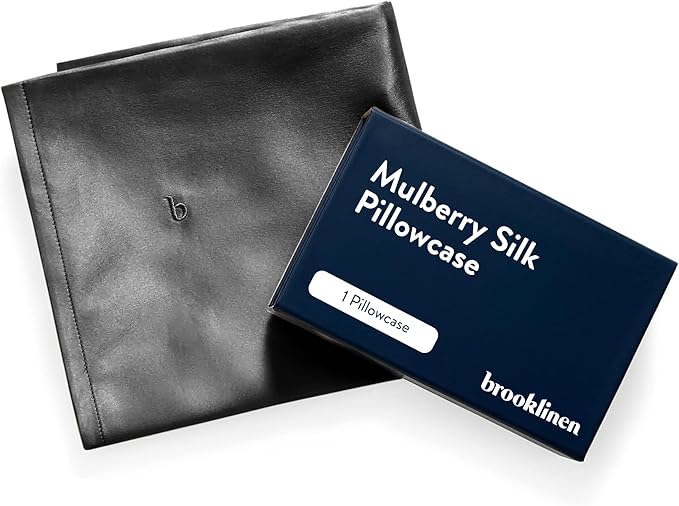 Brooklinen Mulberry Silk Pillowcase – 100% Pure Silk Pillow Case, Soft & Durable, Anti-Friction Comfort, Hight Quality Smooth Texture – Machine Washable & Breathable – King Size (Carbon) - Bloomnest
