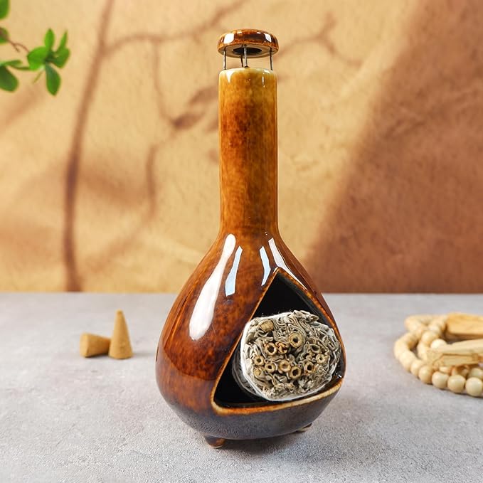 Premium Ceramic Palo Santo Holder - Mini Chiminea for Sage & Incense - High-Temperature (1200°C) Cleansing Design for Energy Purification - Perfect for Yoga, Meditation, and Aromatherapy - Bloomnest