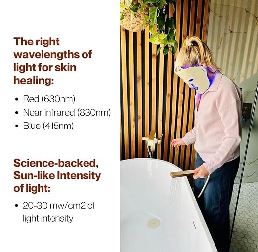 Fringe Red Face Mask, Both Red 660nm and Infrared 850nm for Rejuvenation & Blue 415nm for Blemishes, Beauty Mask, for Fine Lines and Wrinkles, 234 LED Lights JoinFringe